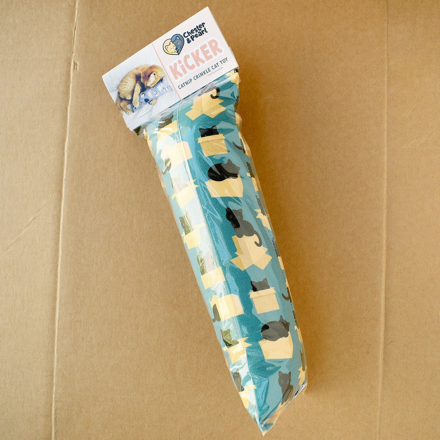 Black Cats in Boxes Kicker Cat Toy - Teal