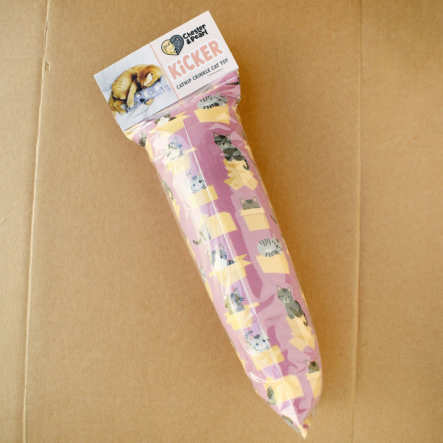 Tabby Cats in Boxes Kicker Cat Toy - Lilac