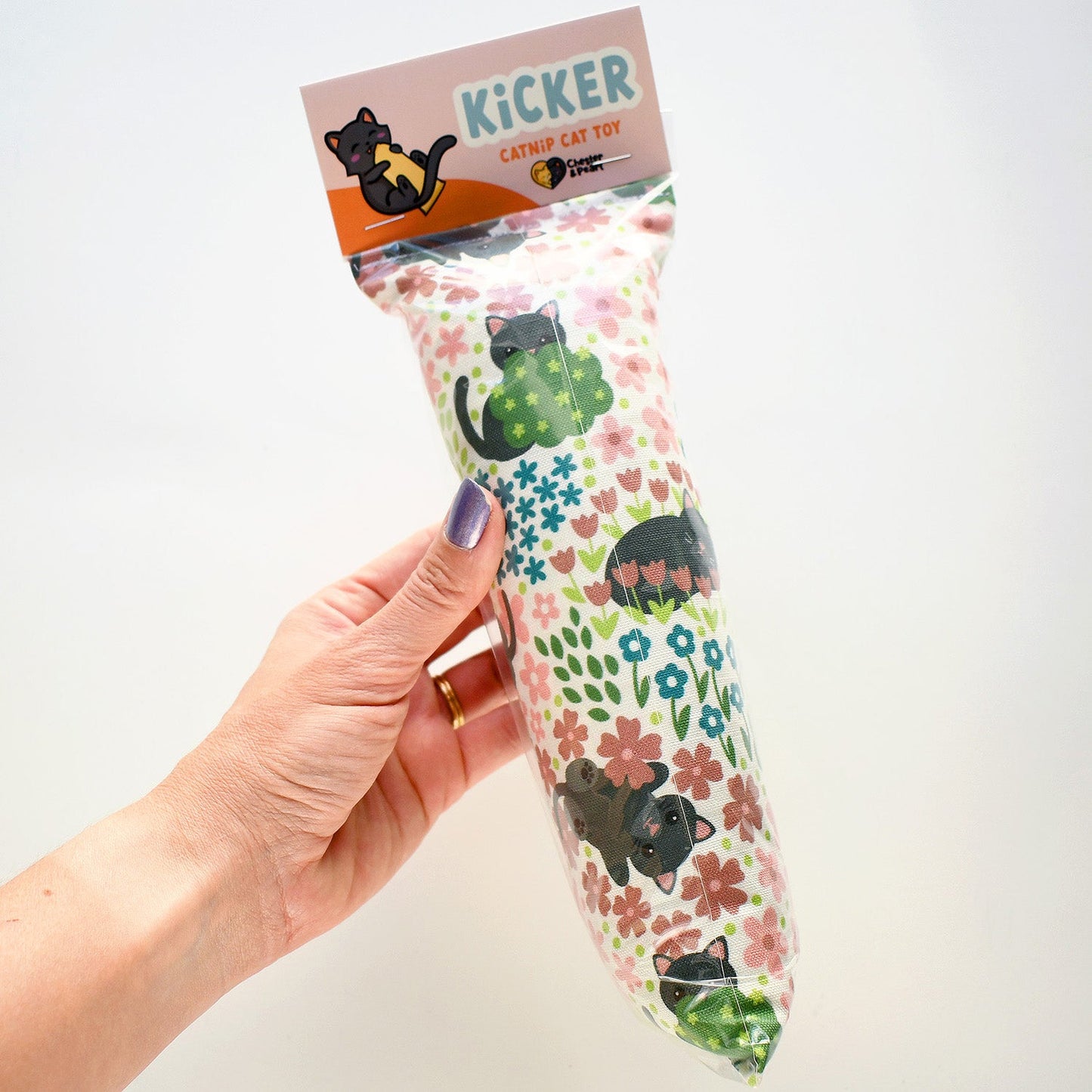 Black Cats in Flowers Kicker Cat Toy