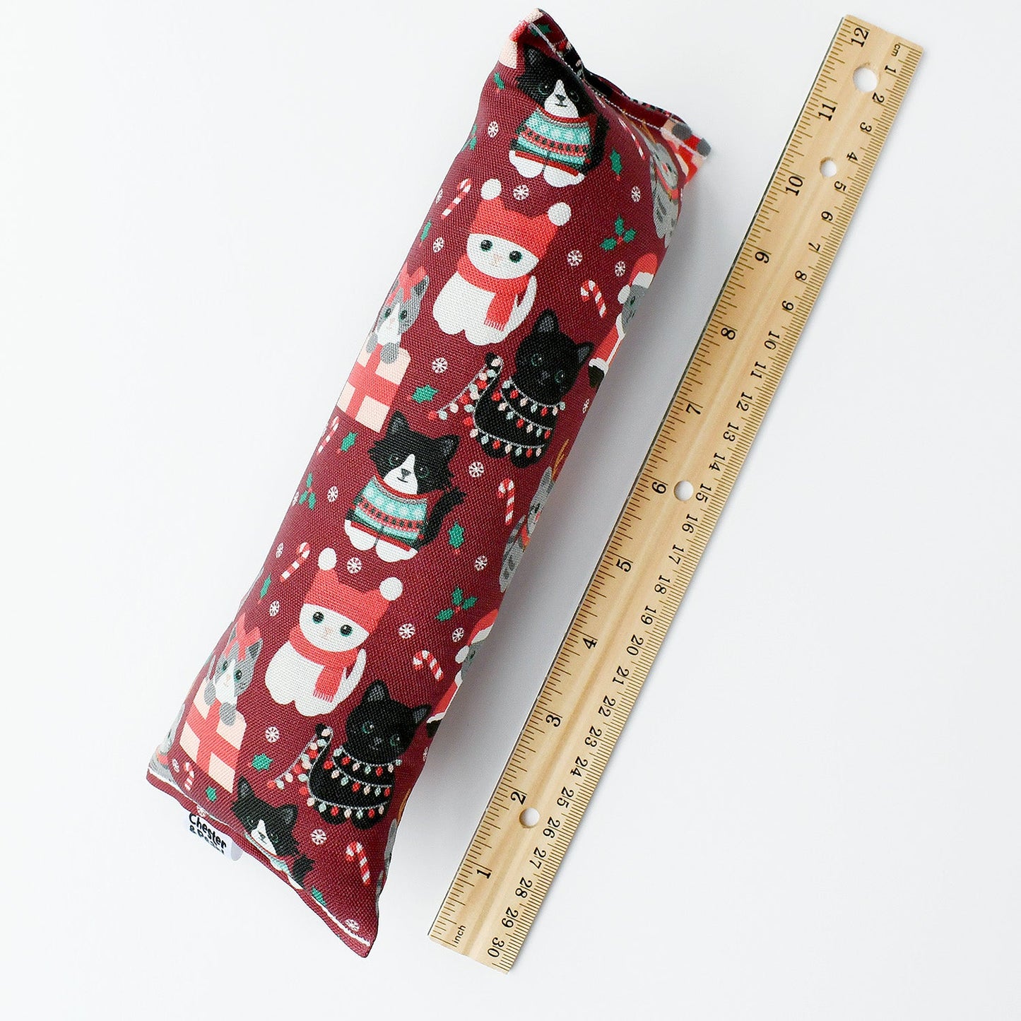 Festive Felines Kicker Cat Toy - burgundy