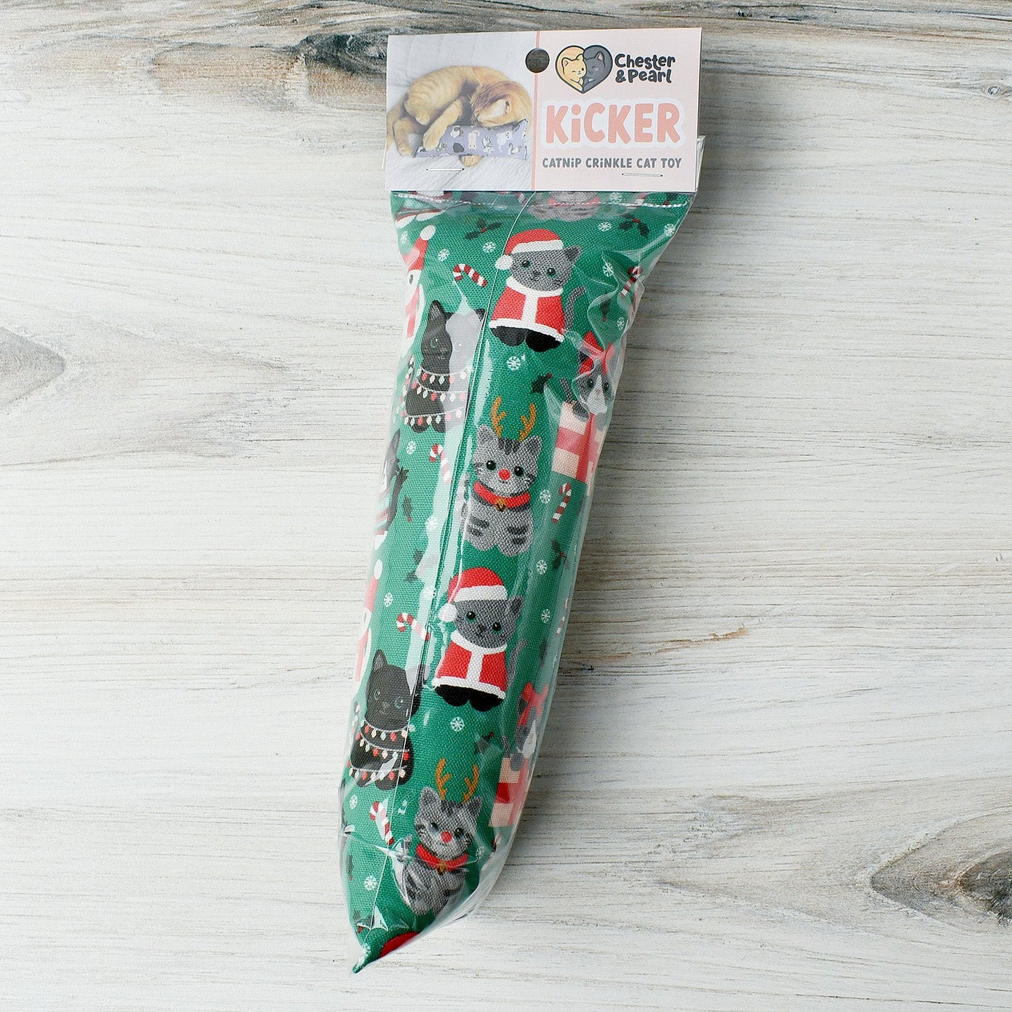 Festive Felines Kicker Cat Toy - evergreen