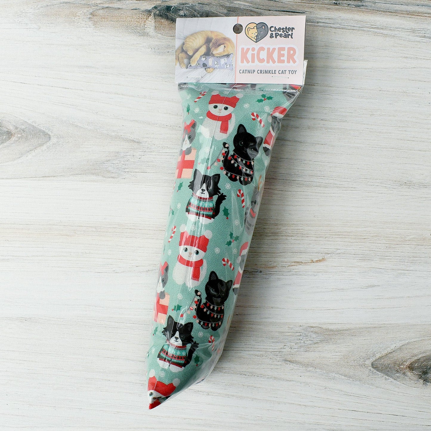 Festive Felines Kicker Cat Toy - mint