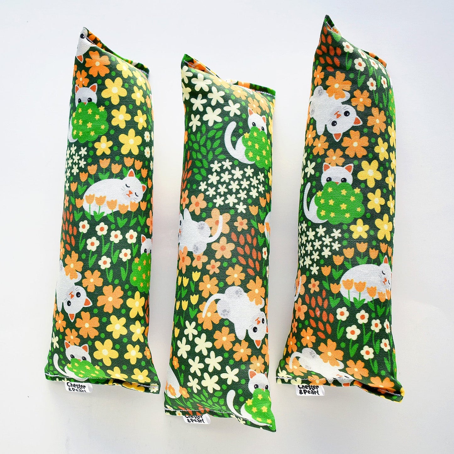 White Cat in Flowers Kicker Cat Toy